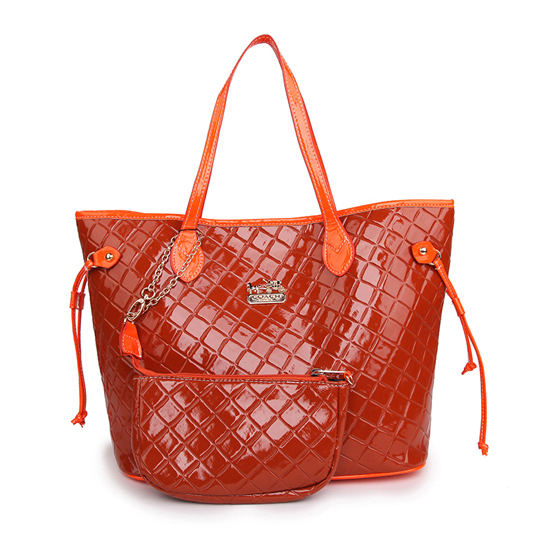 Coach Rhombus Medium Orange Totes AWK - Click Image to Close